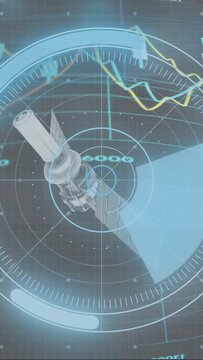 Vertical video: On start HUD satellite rotating, wedge sweeping, graphs moving for monitoring
