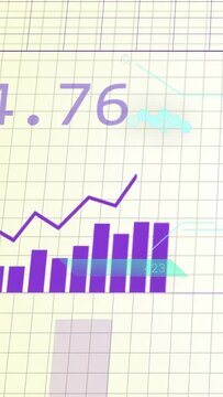 Vertical video: Animated data dash opening with rates causing bars rising, table sliding for trends