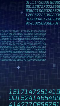 Vertical video: Pan and zoom starting reveal, code and digits shifting, layering, emphasizing data