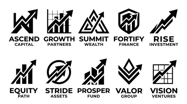 Geometric Financial Progress and Investment Strategy Vector Logotypes