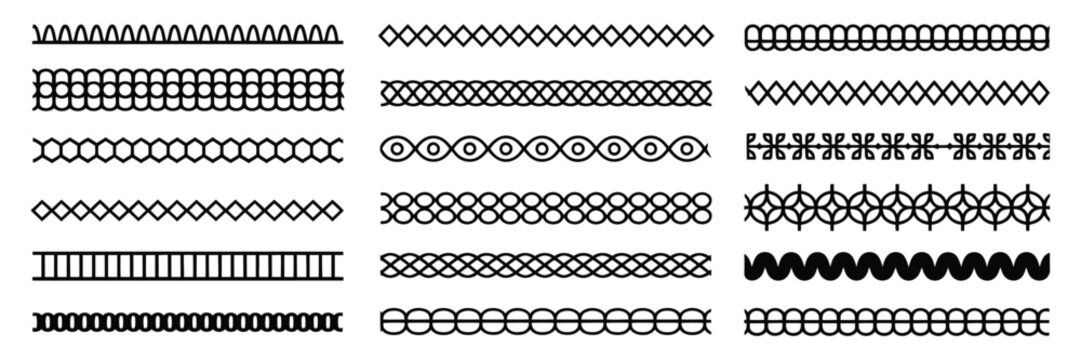 Scallop Lace Edge Frames Brush Collection, Elegant Ornamental Lace Borders and Curved Frill Seamless Frame Brushes for Luxury Decorative Graphic Design and Pattern Creation.