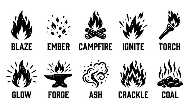 Fireplace and Blacksmith Fire Icon Collection