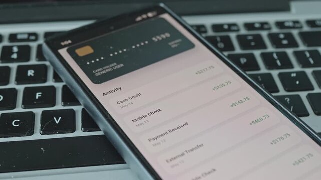Mobile App Interface for Tracking Personal Finances and Recent Bank Transactions