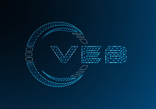 VEB low poly letter logo vector design. VEB lower poly logo design. Low poly logo.