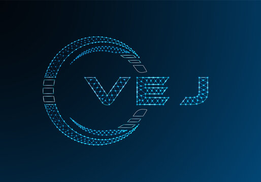 VEJ low poly letter logo vector design. VEJ lower poly logo design. Low poly logo.