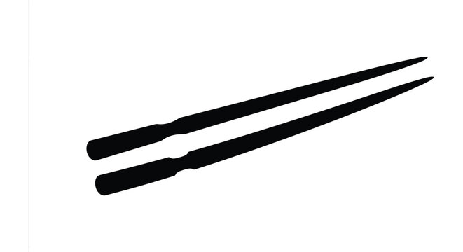 Pair of chopsticks resting diagonally on a white surface black silhouette