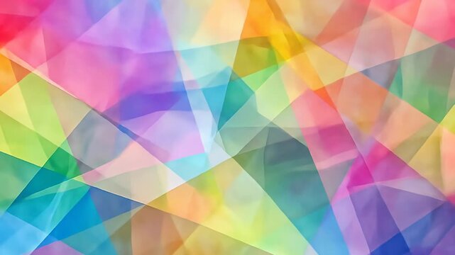 Abstract triangular pattern in transparent bright hues creating geometric design