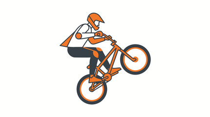 Fototapeta premium Vector illustration of a BMX biker performing a wheelie