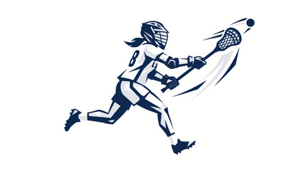 Fototapeta premium Lacrosse Player Vector Illustration Female Athlete Playing Sport