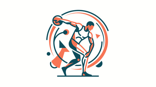 Dynamic discus thrower athlete vector illustration