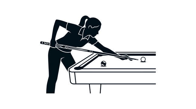 woman playing billiards game vector illustration