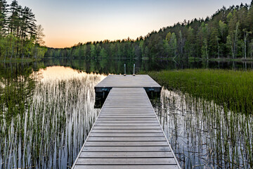 Obraz premium beautiful summer landscape at sunset