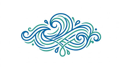 Fototapeta premium Abstract Swirling Blue Green Water Wave Design Element.