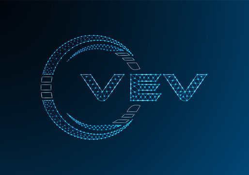 VEV low poly letter logo vector design. VEV lower poly logo design. Low poly logo.