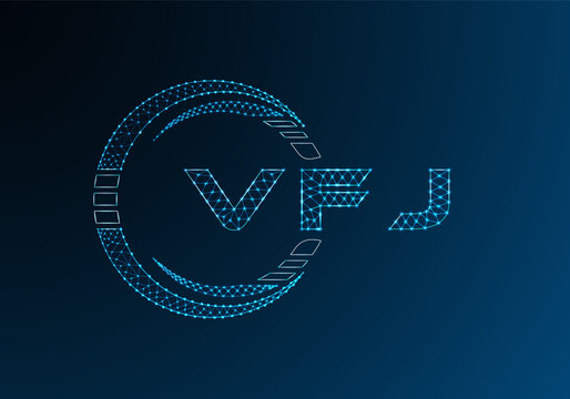 VFJ low poly letter logo vector design. VFJ lower poly logo design. Low poly logo.