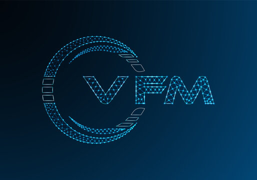 VFM low poly letter logo vector design. VFM lower poly logo design. Low poly logo.