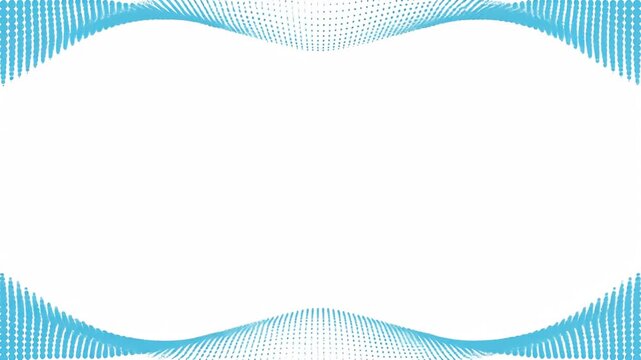 Dotted blue wave pattern forms border on white, curved at top and bottom