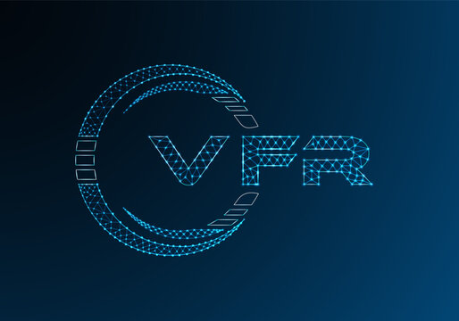 VFR low poly letter logo vector design. VFR lower poly logo design. Low poly logo.