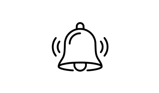 Minimal alarm bell outline icon vector illustration isolated on white background for alert and notification design