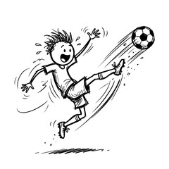Obraz premium Soccer player kicks a ball with great energy and excitement during a dynamic match on the field.