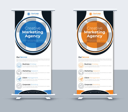 Roll Up Banner Design for Marketing Agency with Modern Layout and Colorful Elements