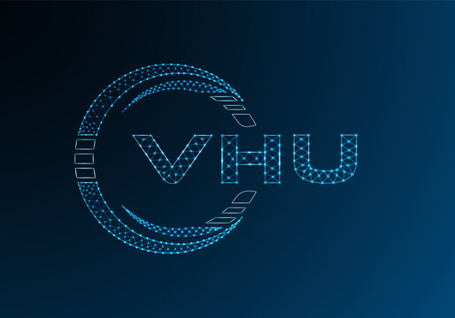 VHU low poly letter logo vector design. VHU lower poly logo design. Low poly logo.