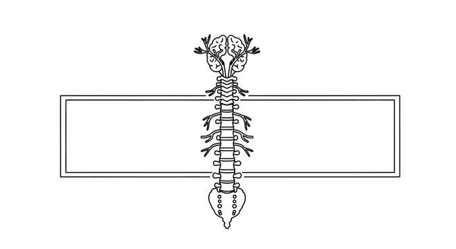 Human Spine and Brain Anatomy Illustration with Blank Text Box