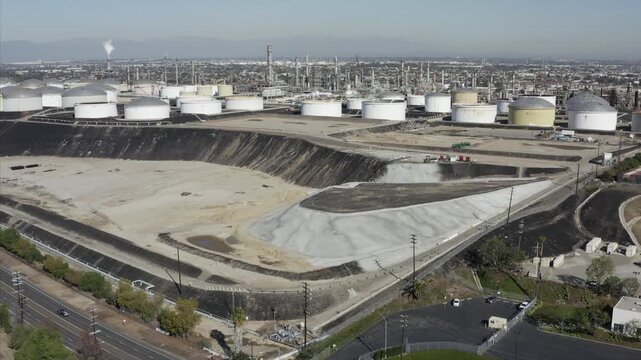 Phillips 66 Oil Refinery San Pedro Los Angeles California Drone Aerial View