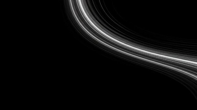 Dark abstract background with flowing light lines on top, arched over a black void