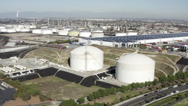 Phillips 66 Oil Refinery and Solar Panels San Pedro Los Angeles California