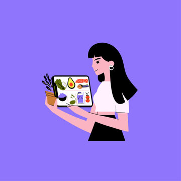 Customized Diet Plan Icons on a Digital Tablet Interface