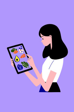 Customized Diet Plan Icons on a Digital Tablet Interface