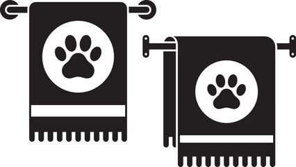 Towel with paw print icon on rack silhouette © Creative Icon Store 