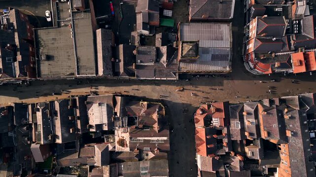 Drone aerial view of Chester, UK