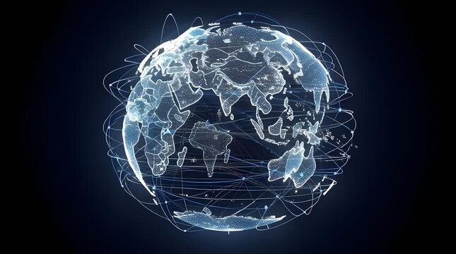 Global Network Connections Earth Map.