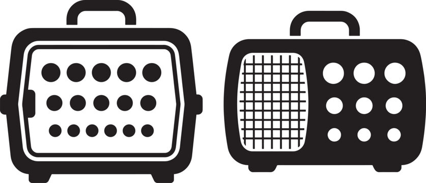 Pet carrier icon silhouette for animal transport vector