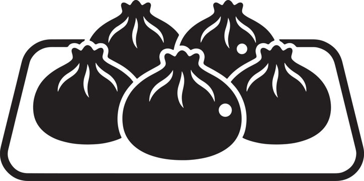 Plate of delicious steamed dumplings icon