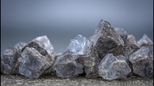 Close-up view of unpolished rough granite rocks with visible crystal structures and textured surface