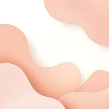 Abstract liquid background with soft peach and pastel pink fluid shapes, organic flowing forms with smooth gradients and subtle shadows, minimalist design