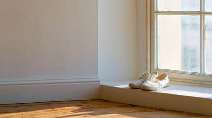 Fototapeta premium Minimal Shoes Near Corner Window