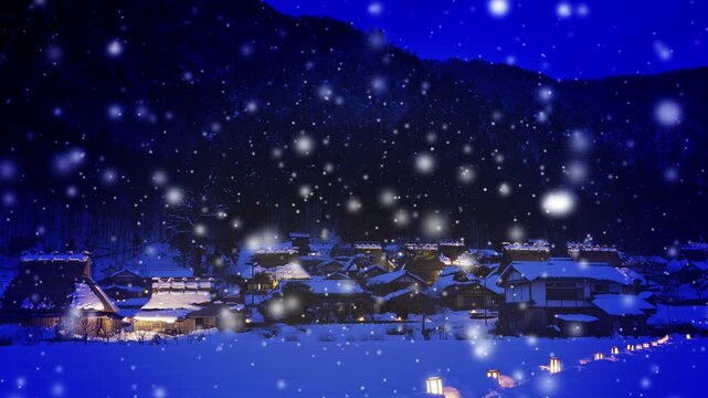 雪降る美山町かやぶきの里