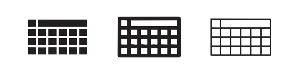 Naklejka premium Calendar grid table icons set, planning and scheduling symbols for agenda