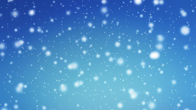 青バックに降雪のCG