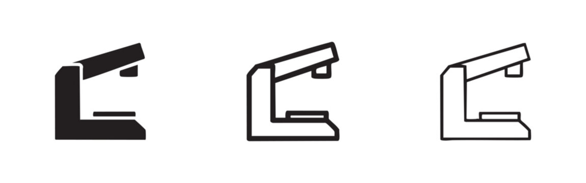 Heavy Duty Stapler or Industrial Hole Punch Office Tool Icon Set