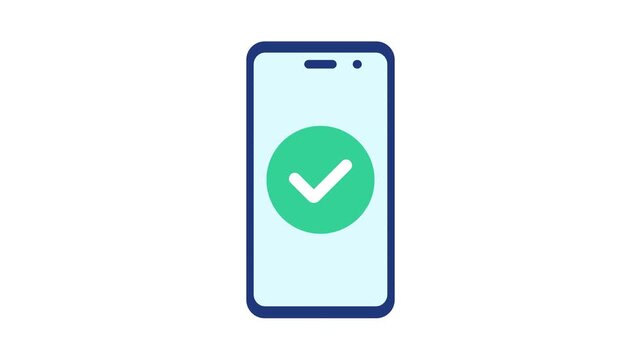 Animated check mark icon on smartphone screen