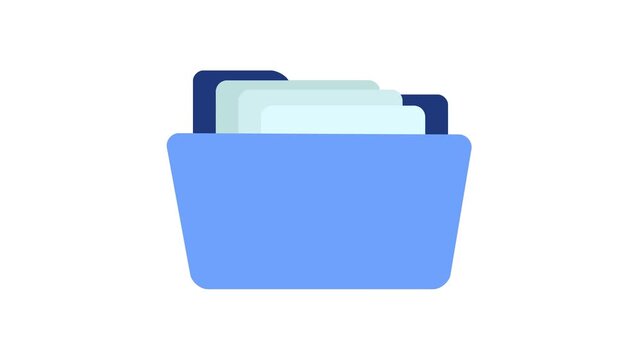 Folder icon opening and closing with documents inside animation