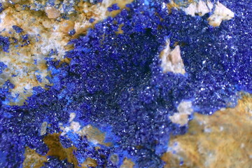 Vibrant Azurite Crystals on Mineral Matrix Macro © jonnysek
