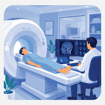 MRI Scan Diagnostic Flat Vector Illustration