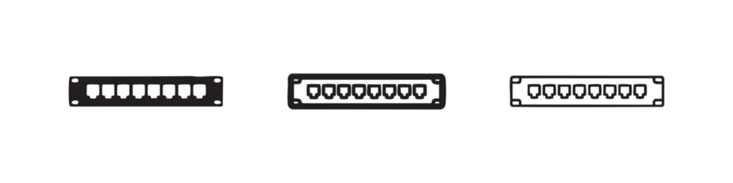 Network Patch Panel Switch Rack Icon Set