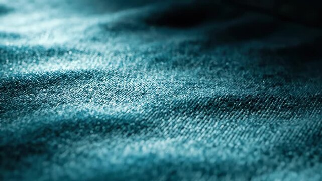 Close up of textured denim fabric with moody lighting